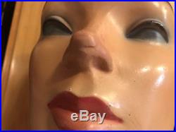 Vintage HARD PLASTER MANNEQUIN BUST/HEAD STORE DISPLAY 40s LADY BARBIE DOLL FACE