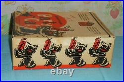 Vintage Halloween PARTY CATS wax candy container ORIGINAL STORE DISPLAY BOX
