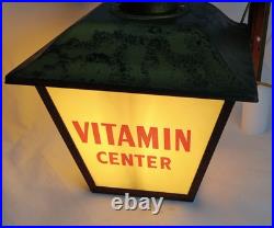 Vintage Hanging Advertising Light Display Squibb Prescriptions Store Sign