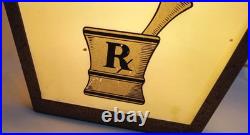 Vintage Hanging Advertising Light Display Squibb Prescriptions Store Sign