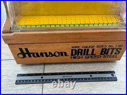 Vintage Hanson Drill Bits Counter Display Case Hardware Store Sign Works with Key