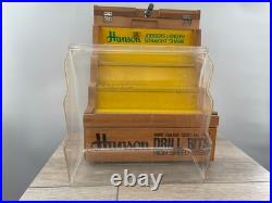 Vintage Hanson Drill Bits Counter Display Case Hardware Store Sign Works with Key