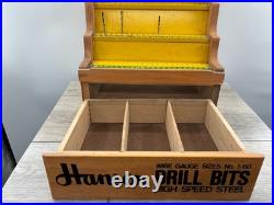 Vintage Hanson Drill Bits Counter Display Case Hardware Store Sign Works with Key