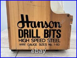Vintage Hanson Drill Bits Counter Display Case Hardware Store Sign Works with Key