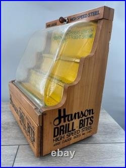 Vintage Hanson Drill Bits Counter Display Case Hardware Store Sign Works with Key Vintage Hanson Drill Bits Counter Display Case Hardware Store Sign Works with Key