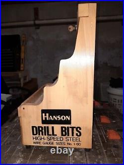Vintage Hanson Drill Bits Wood Store Display With Lots Of Bits