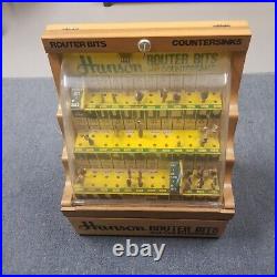Vintage Hanson Router Bits Hardware Store Display Case with Key & Misc. Bits