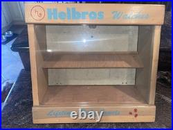 Vintage Helbros Store Watch Display Case Countertop Glass & Shelves Advertising