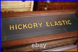 Vintage Hickory Elastic Sewing Thread Antique Store Counter Wood Display Case