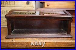 Vintage Hickory Elastic Sewing Thread Antique Store Counter Wood Display Case