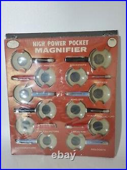 Vintage High Power Pocket Magnifiers Full Store Display Set RARE