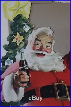 Vintage Huge Die cut litho cardboard Coca-Cola Store Display Santa 60
