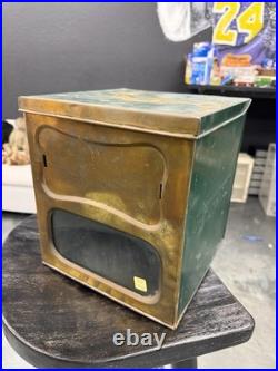 Vintage Huston's Biscuit Store Display Tin Glass Front Advertising Bin Vintage Huston's Biscuit Store Display Tin Glass Front Advertising Bin