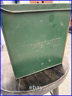 Vintage Huston's Biscuit Store Display Tin Glass Front Advertising Bin
