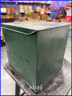 Vintage Huston's Biscuit Store Display Tin Glass Front Advertising Bin