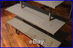 Vintage Industrial Rolling Cart 4 Tier Hardware Store Display Cast Iron Legs old