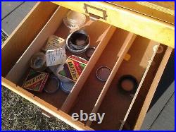 Vintage Industrial Tiffen Camera Counter Top Store Display Cabinet w Drawers