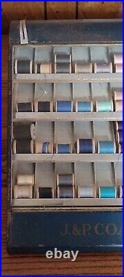 Vintage J&P Coats Metal THREAD Store DISPLAY Cabinet 79 Spools