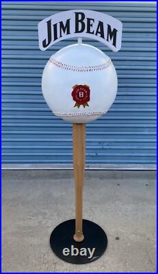 Vintage JIM BEAM BASEBALL & BAT LARGE LIQUOR STORE DISPLAY Approx 5 Feet Tall