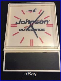Vintage JOHNSON OUTBOARDS Boat Motors Lighted Dealer Advertising Clock Sign 1976