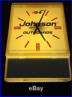 Vintage JOHNSON OUTBOARDS Boat Motors Lighted Dealer Advertising Clock Sign 1976