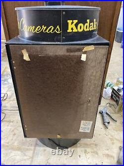 Vintage KODAK Rotating Lighted Store Counter Camera Display RARE! Withdisplay Card