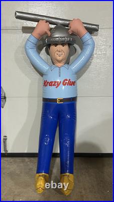 Vintage KRAZY GLUE 4' Construction Worker Inflatable Retail Hanging Display