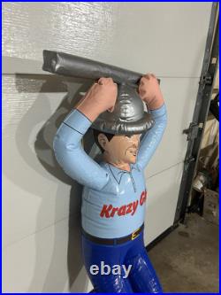 Vintage KRAZY GLUE 4' Construction Worker Inflatable Retail Hanging Display