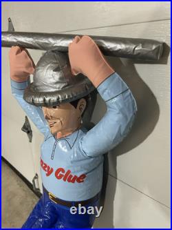Vintage KRAZY GLUE 4' Construction Worker Inflatable Retail Hanging Display