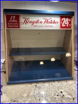 Vintage Kingston Watches Countertop Display Case Sign County Store Rare