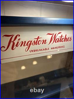 Vintage Kingston Watches Countertop Display Case Sign County Store Rare