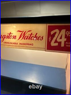 Vintage Kingston Watches Countertop Display Case Sign County Store Rare