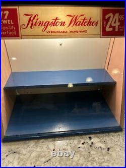 Vintage Kingston Watches Countertop Display Case Sign County Store Rare
