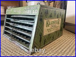 Vintage Kloster 5 Drawer Metal Spool Cabinet Store Display Sewing Box Silhouette