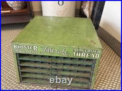 Vintage Kloster 5 Drawer Metal Spool Cabinet Store Display Sewing Box Silhouette