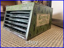 Vintage Kloster 5 Drawer Metal Spool Cabinet Store Display Sewing Box Silhouette