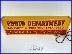 Vintage Kodak Photo Department Lighted Store Display Sign Film Cameras A6-451