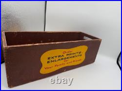 Vintage Kodak Photo Film Prints Wood Wooden Store Countertop Display Bin Drawer