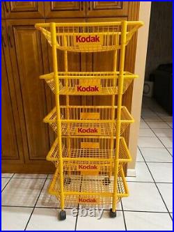 Vintage Kodak Rolling Store Display Rack Plastic Baskets Film Camera