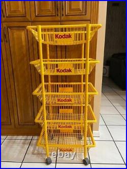 Vintage Kodak Rolling Store Display Rack Plastic Baskets Film Camera