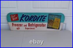 Vintage Kordite Metal Rack Topper Sign Freezer Bags Double Sided 29 x 9.25