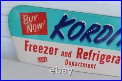 Vintage Kordite Metal Rack Topper Sign Freezer Bags Double Sided 29 x 9.25