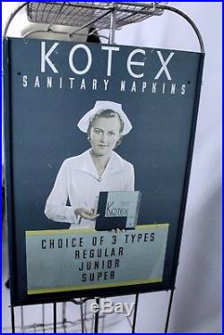 Vintage Kotex Sanitary Napkin Store Display Rack Kleenex RARE LARGE 1940s-50s