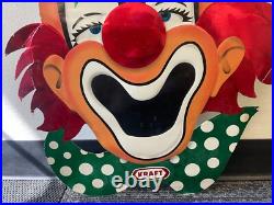 Vintage Kraft Clown Advertising Sign Store Display Circus Carnival Art