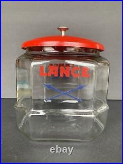 Vintage LANCE Glass Display Jar 1940's/50's Near Perfect Condition Original