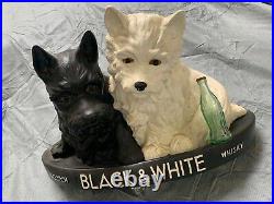 Vintage LARGE 32w X 20t X 12d BLACK & WHITE Scotch Whiskey Scottie Dogs