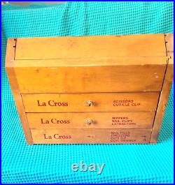 Vintage La Cross Scissors & Cuticle Countertop Display Case Nails Tweezers