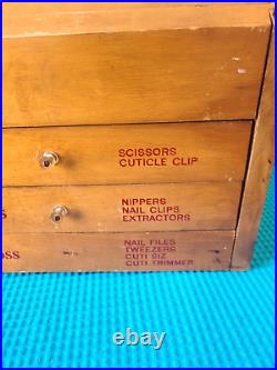 Vintage La Cross Scissors & Cuticle Countertop Display Case Nails Tweezers