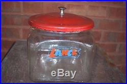 Vintage Lance 4 Jar with Metal Lids Display, Sign, and Honor Box