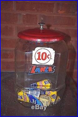 Vintage Lance 4 Jar with Metal Lids Display, Sign, and Honor Box